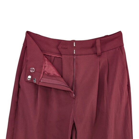 Jason Wu Wide Leg Pants Womens Burgundy Pleated High Rise Slacks Size XS - Picture 5 of 12